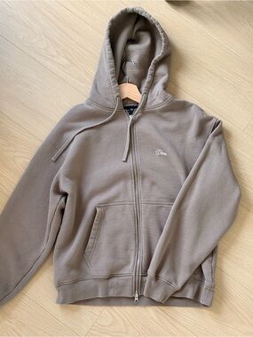 Dime Taupe Zip-Up Hooded Sweatshirt